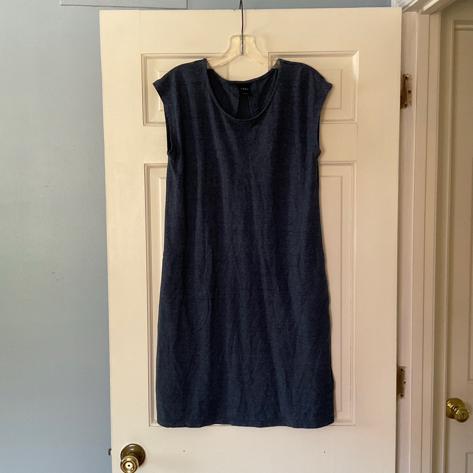 Nau Hemp Organic Cotton Dress Blue Size M Ecofriendly Sustainable Pockets