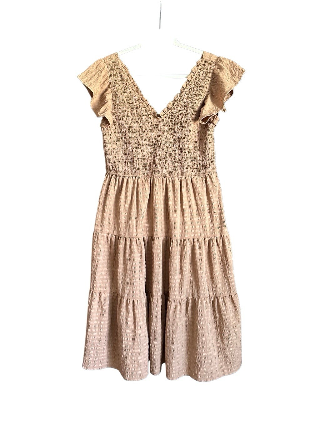 And Now This Smocked Tiered Mocha Midi Dress. Size XL