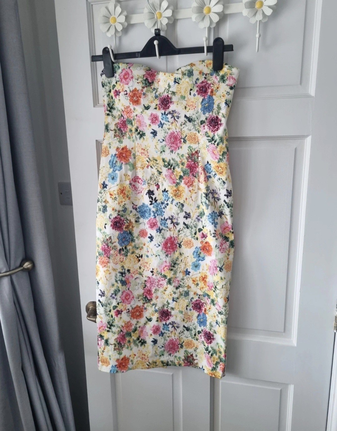 Blue Vanilla Sweetheart Floral Midi Dress. Cotton Size 10