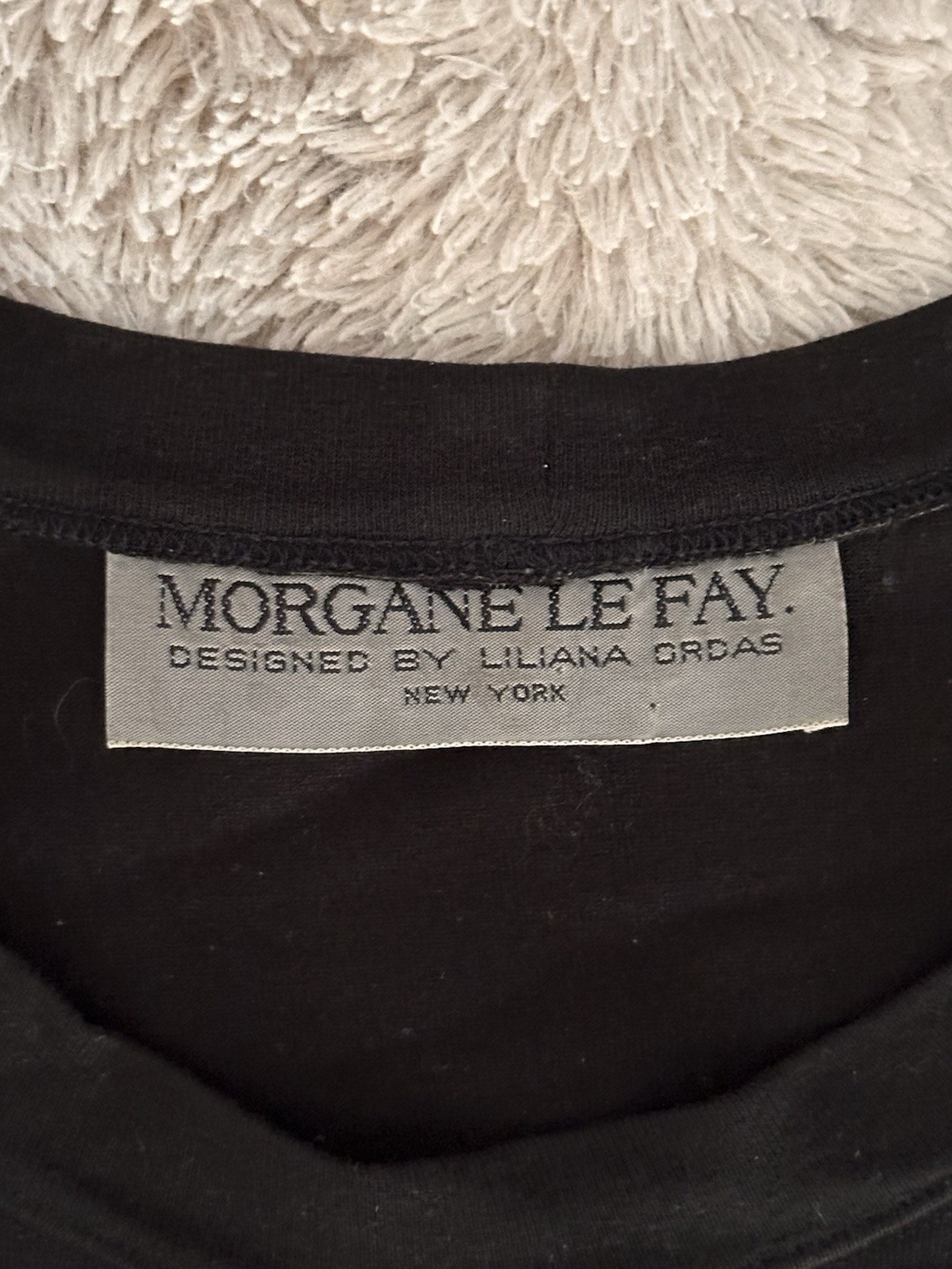 MORGANE LE FAY New York, Long Sleeve Black Apron Dress, Cotton Silk, Dry Clean