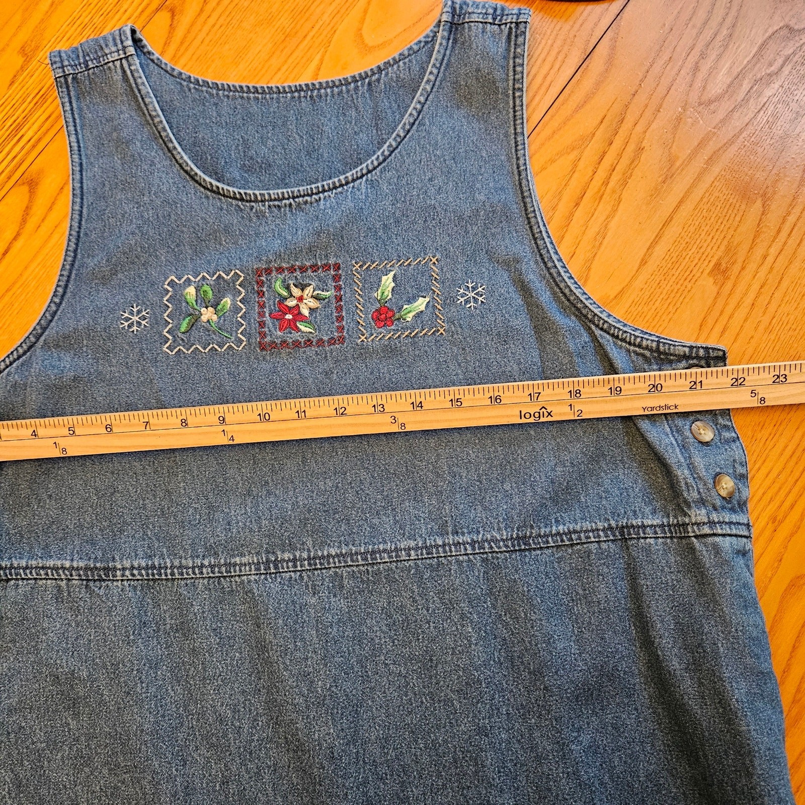 Classic Elements Womens Vintage Blue Denim Jumper Maxi Dress XL Modest Holiday
