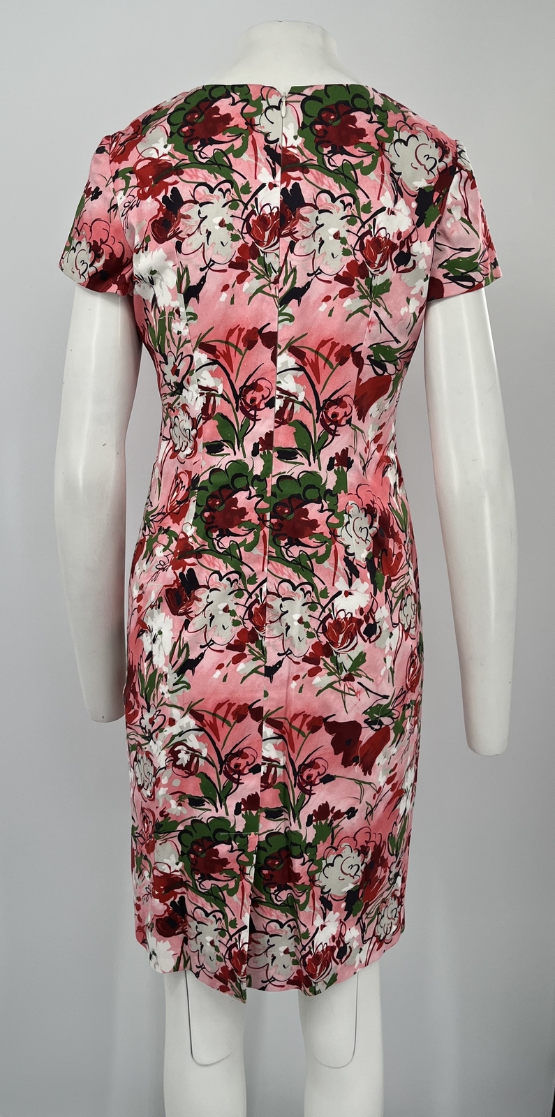Carolina Herrera Archive Print Collection Pink Floral Short Sleeve Dress sz 6