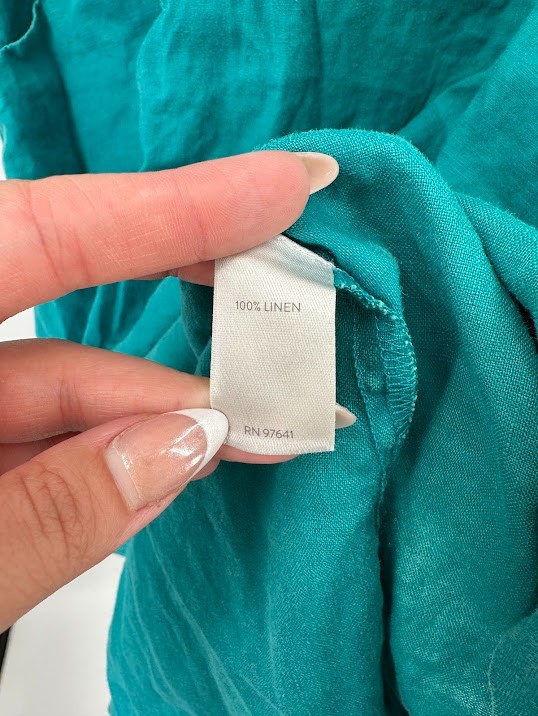 J. Jill Love Linen Shift Button Popover Shirt Dress Women 2X Teal Coastal Beachy
