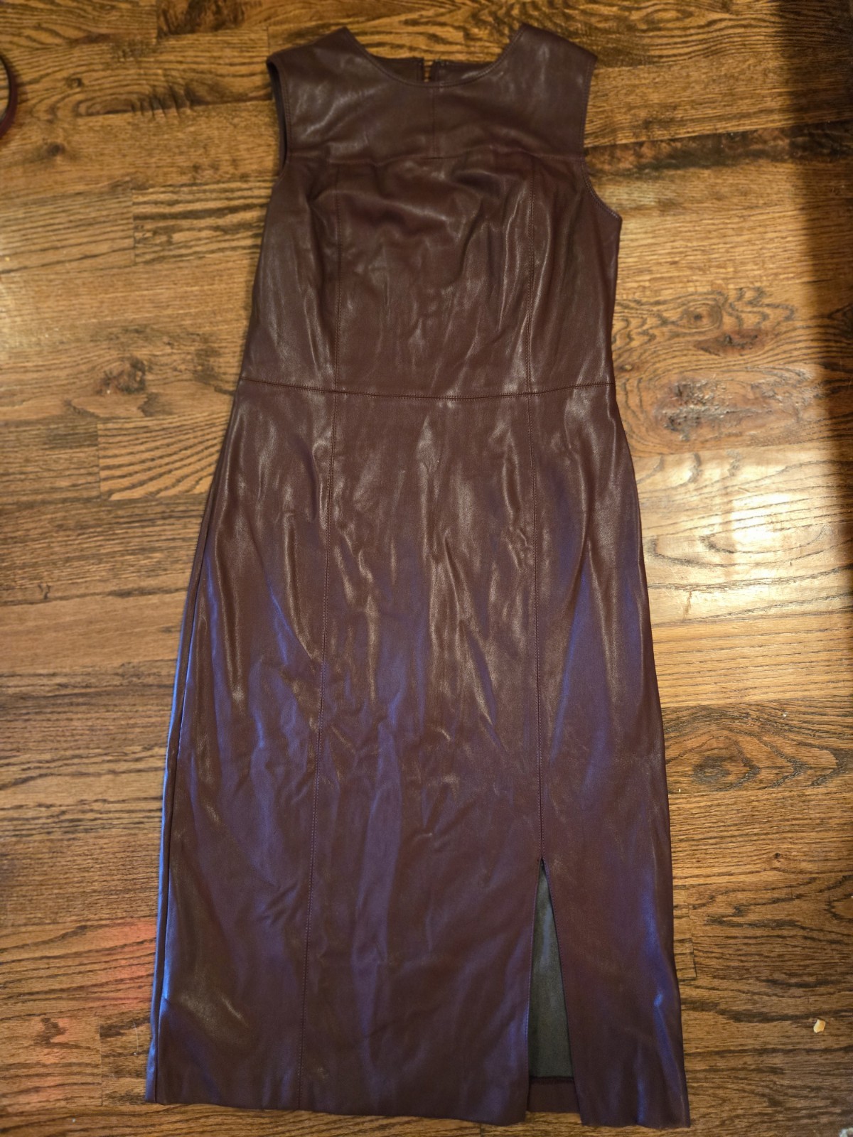 ANN TAYLOR Seamed Faux Leather Sheath Dress Size 6 (Regular) Mauve Rose