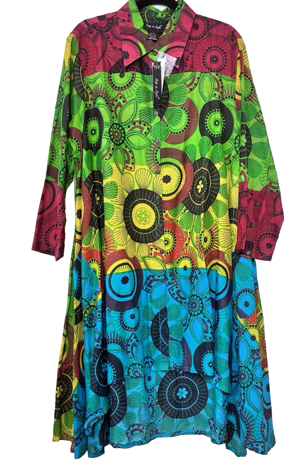 Step In Style Colorful Abstract Shitdress Hi-low Dress Boho Geometric Plus Size