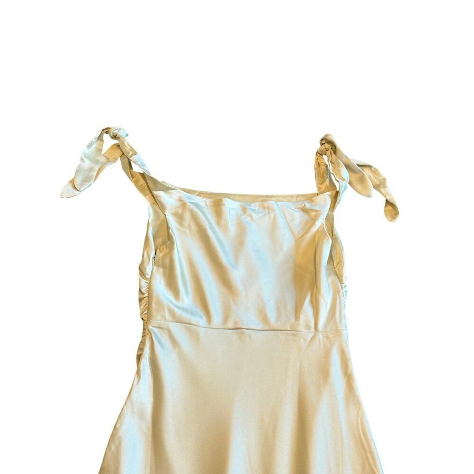 Billy J Frida Maxi Dress Yellow Satin Creamy Buttery Gown Size 14 Women’s NWT
