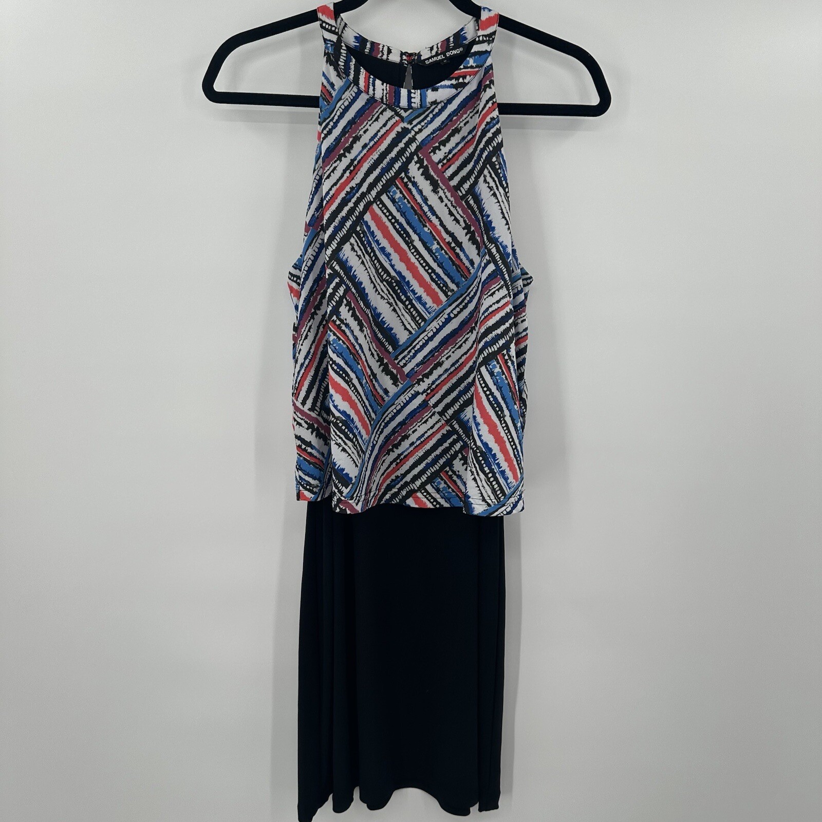 Samuel Dong Sleeveless Drape Colorful Dress Size Medium