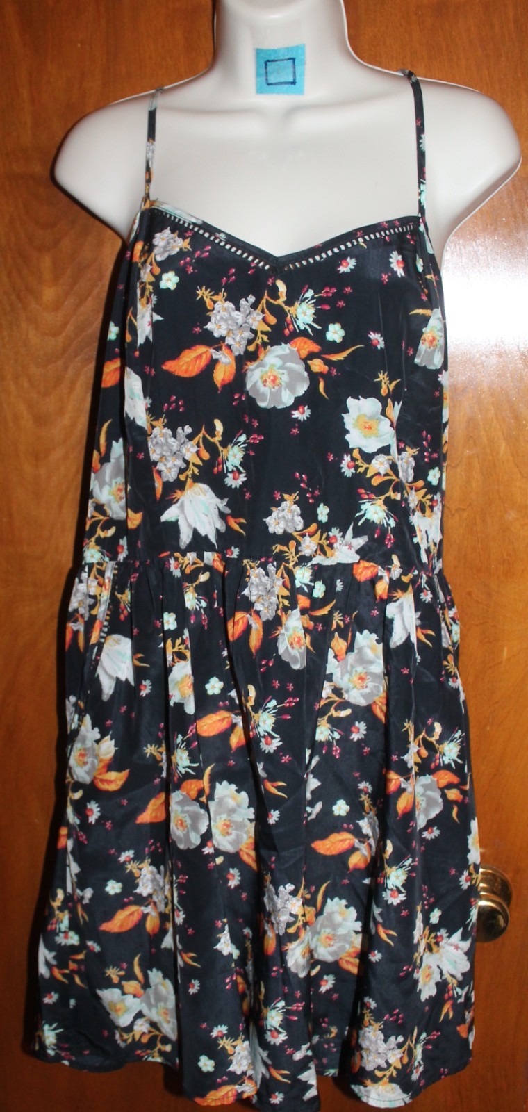 XHILARATION Jrs. XXL FIT & FLARE SUNDRESS (black floral w/ adjustable straps)