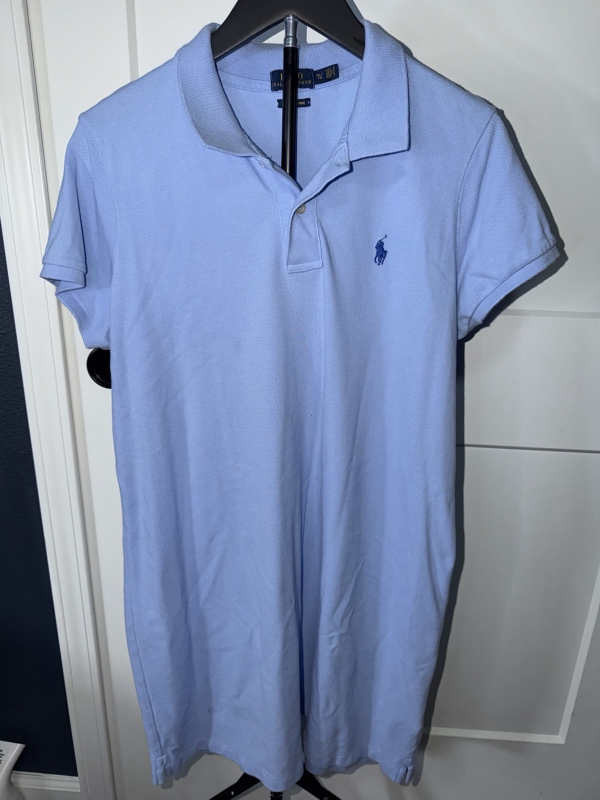 Ralph Lauren Polo Sport Mesh Mini Dress Women Sz X-Large Blue Embroidered Pony