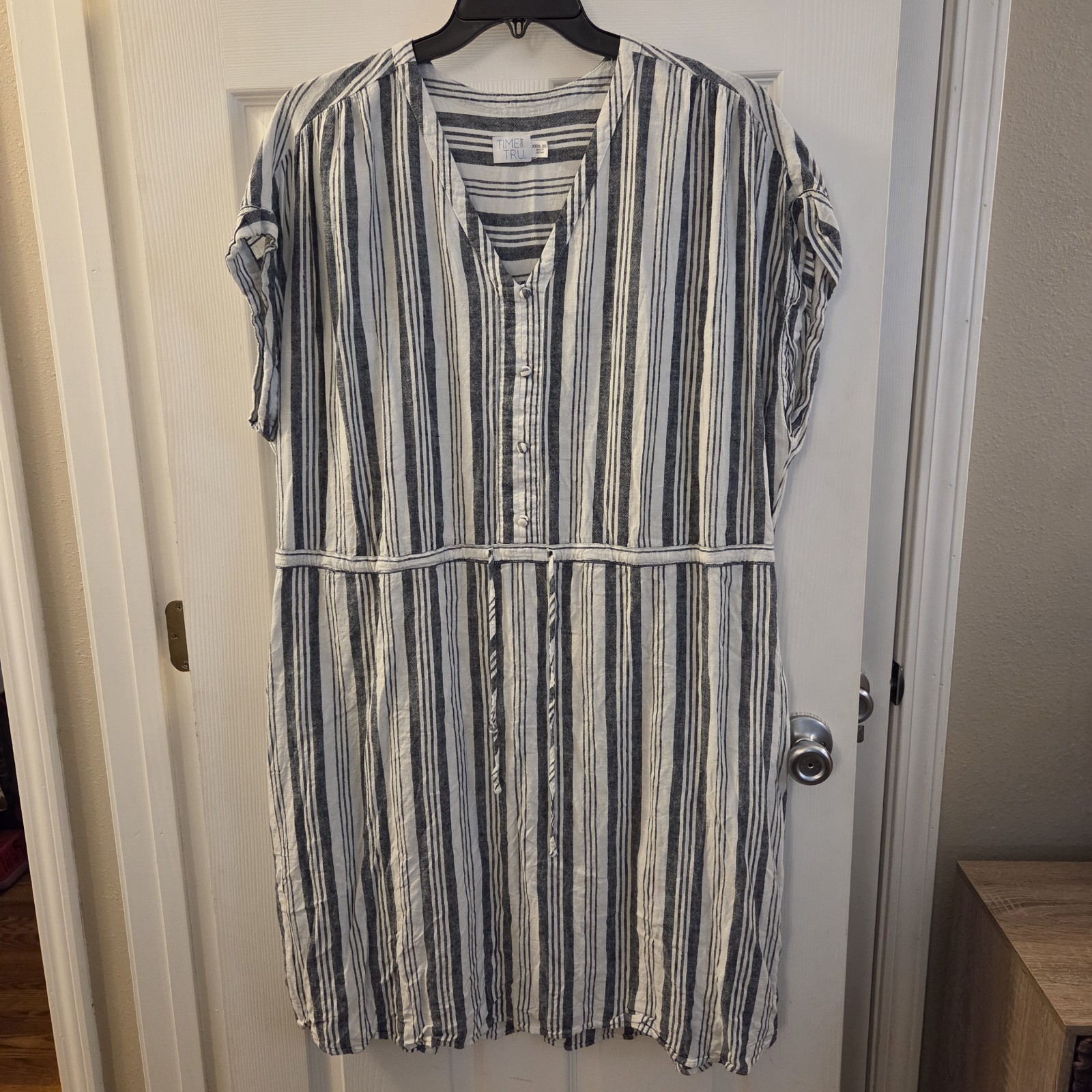Time and Tru sz XXXL 22 striped linen/rayon dress coastal vacation summer casual