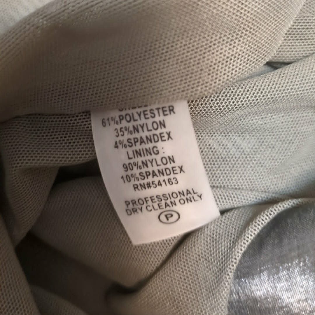 Calvin Klein Ruched Green Sheath Dress Sz Large Satin Bodycon Stretch SemFormal
