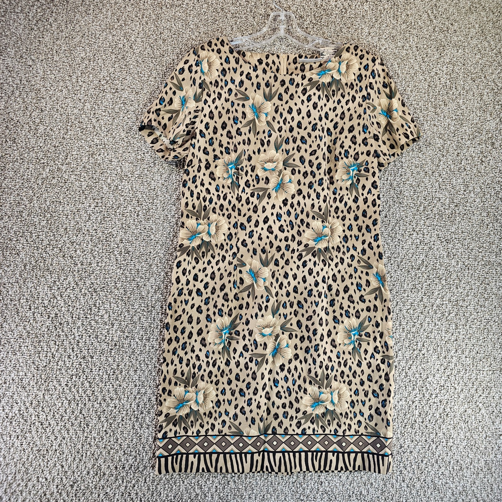 Kathy Lee Collection Dress Womens Sz 12 Short Sleeve Rear Zip Floral