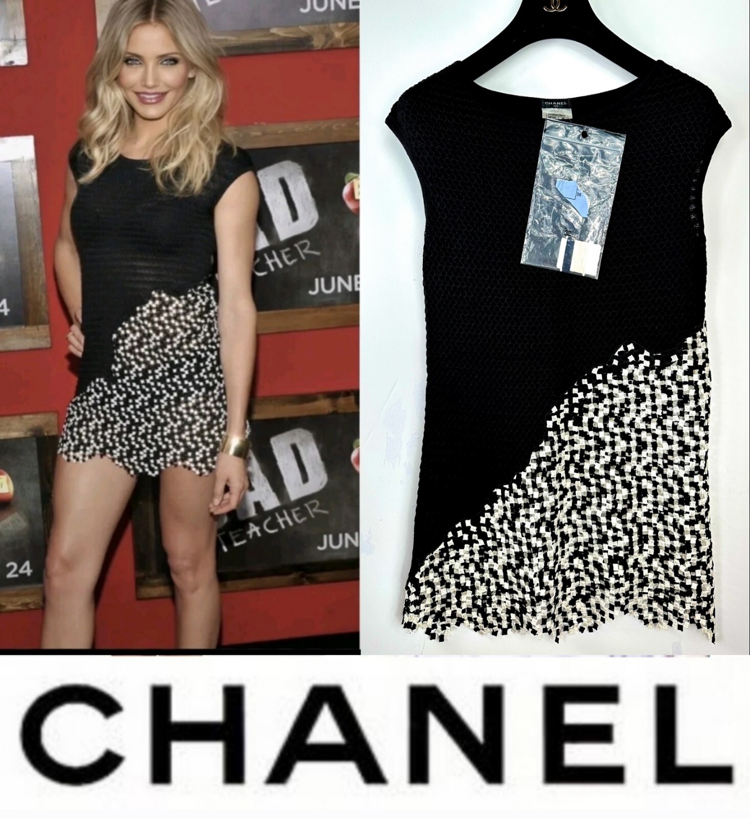 4K Chanel 2011 Cameron Black White Crochet Mini Dress 34 36 2 4 Top Tunic XS S