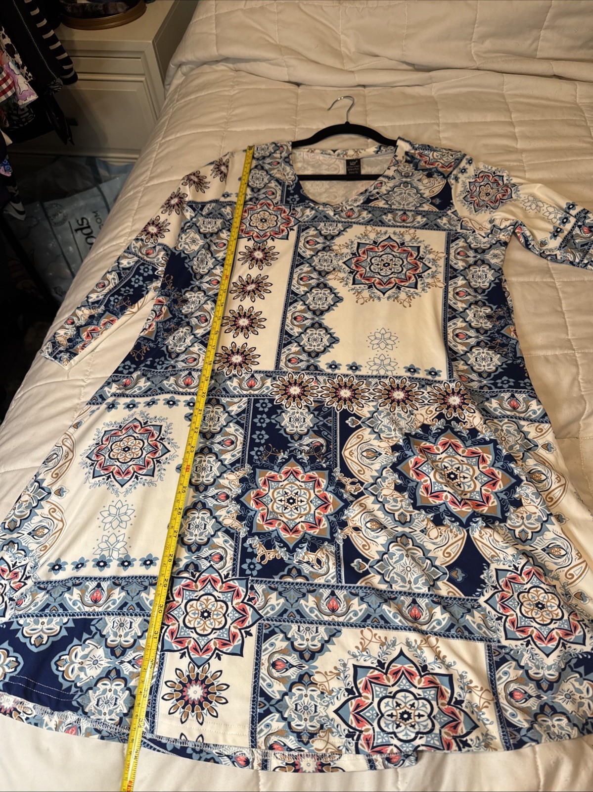 Lildy Dress L-XL Pockets Soft V Neck 3/4 Sleeves