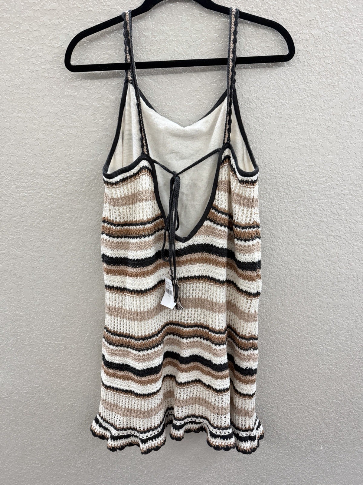 American Eagle Crochet Knit Swing Dress Sz L NWT Boho Stripe