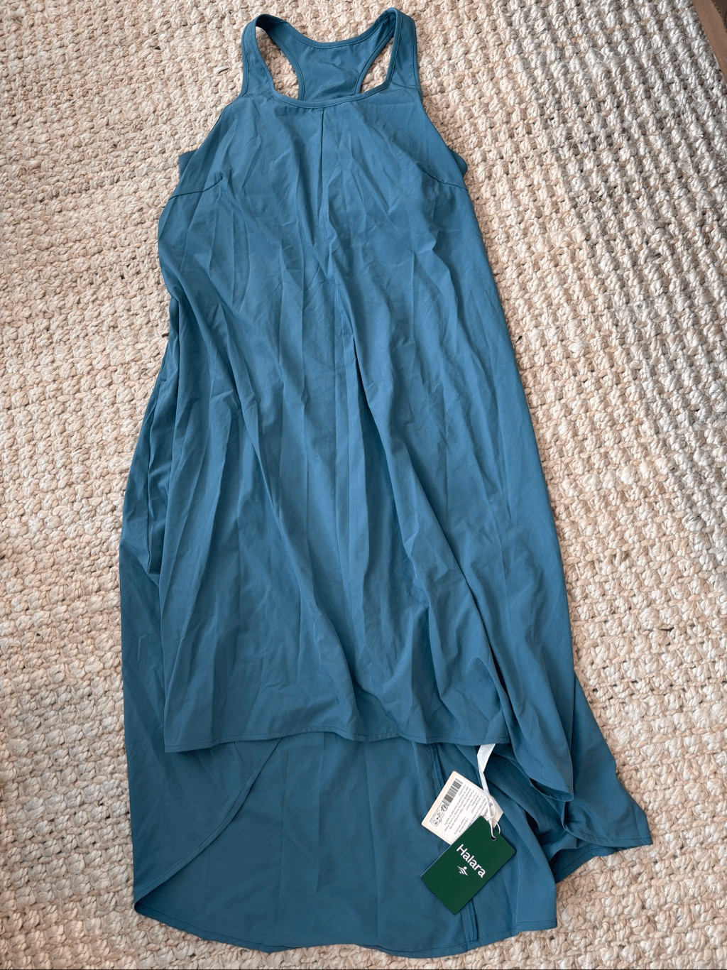 NWT Halara Breezeful Backless Racerback Side Pocket High Low Flowy Midi Quick Dr