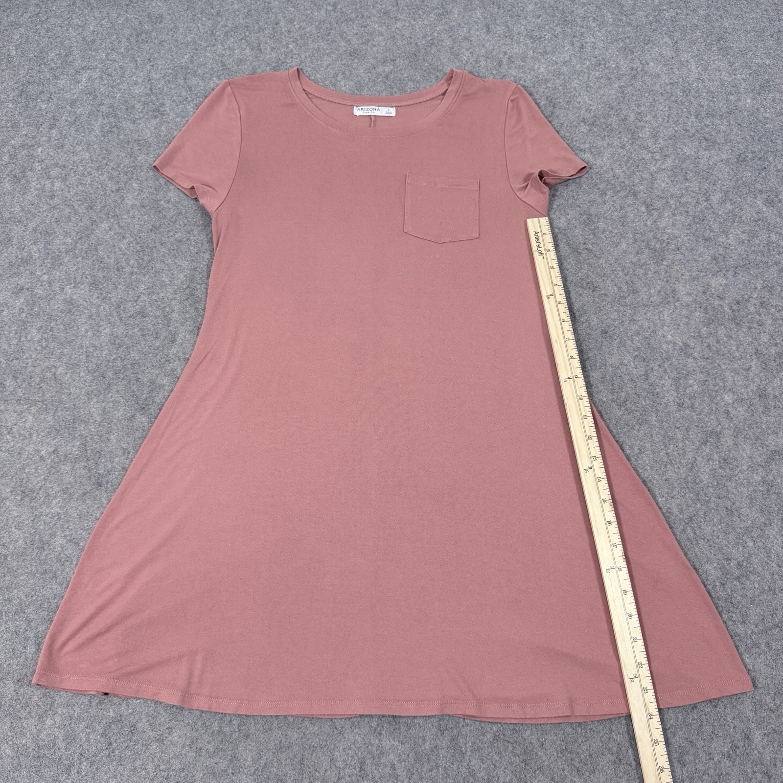 Arizona Jean Co Short Sleeve Stretch Pullover Dress Fits Women’s Size Large Pink