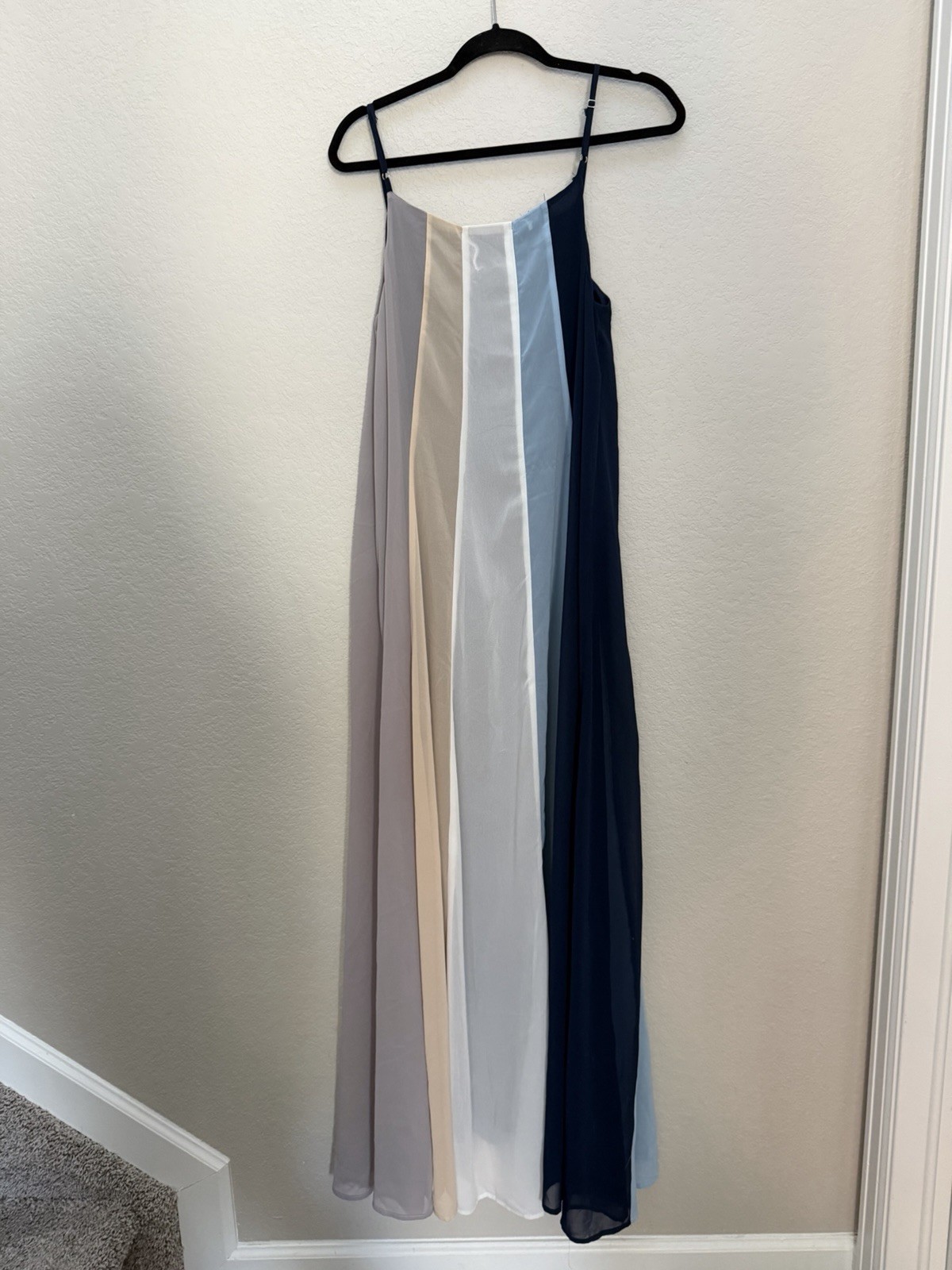 Davi & Dani Colorblock Chiffon Maxi Dress Sleeveless Multicolor Size M DD8046