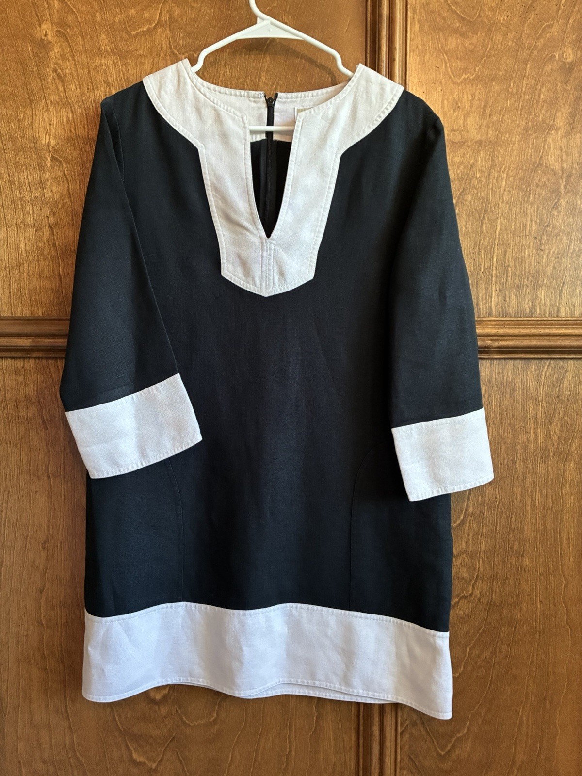 Michael Kors, Black And Ivory Short Linen Tunic Caftan Size 8