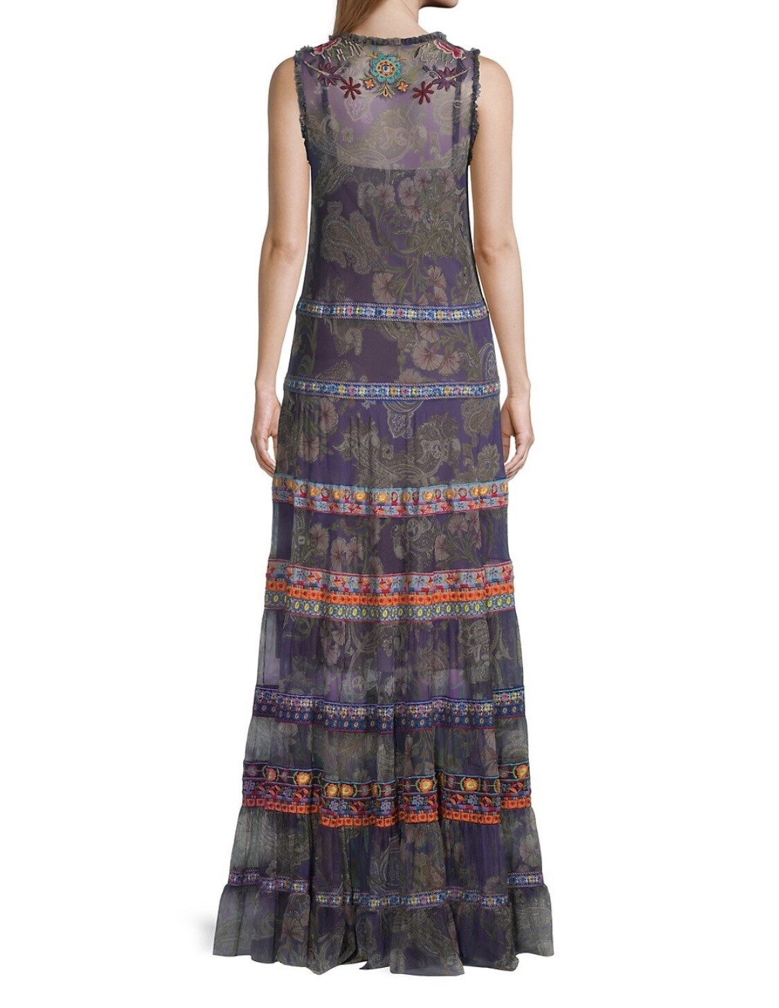 Johnny Was Embroidered Mesh Maxi Dress NWT$795 XL