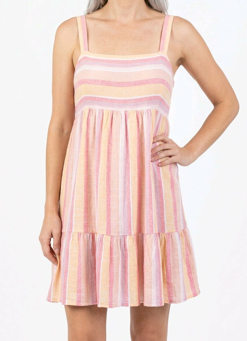Rails Women’s Sadie Linen-Blend Mini Dress in Azalea Stripe Pattern XL