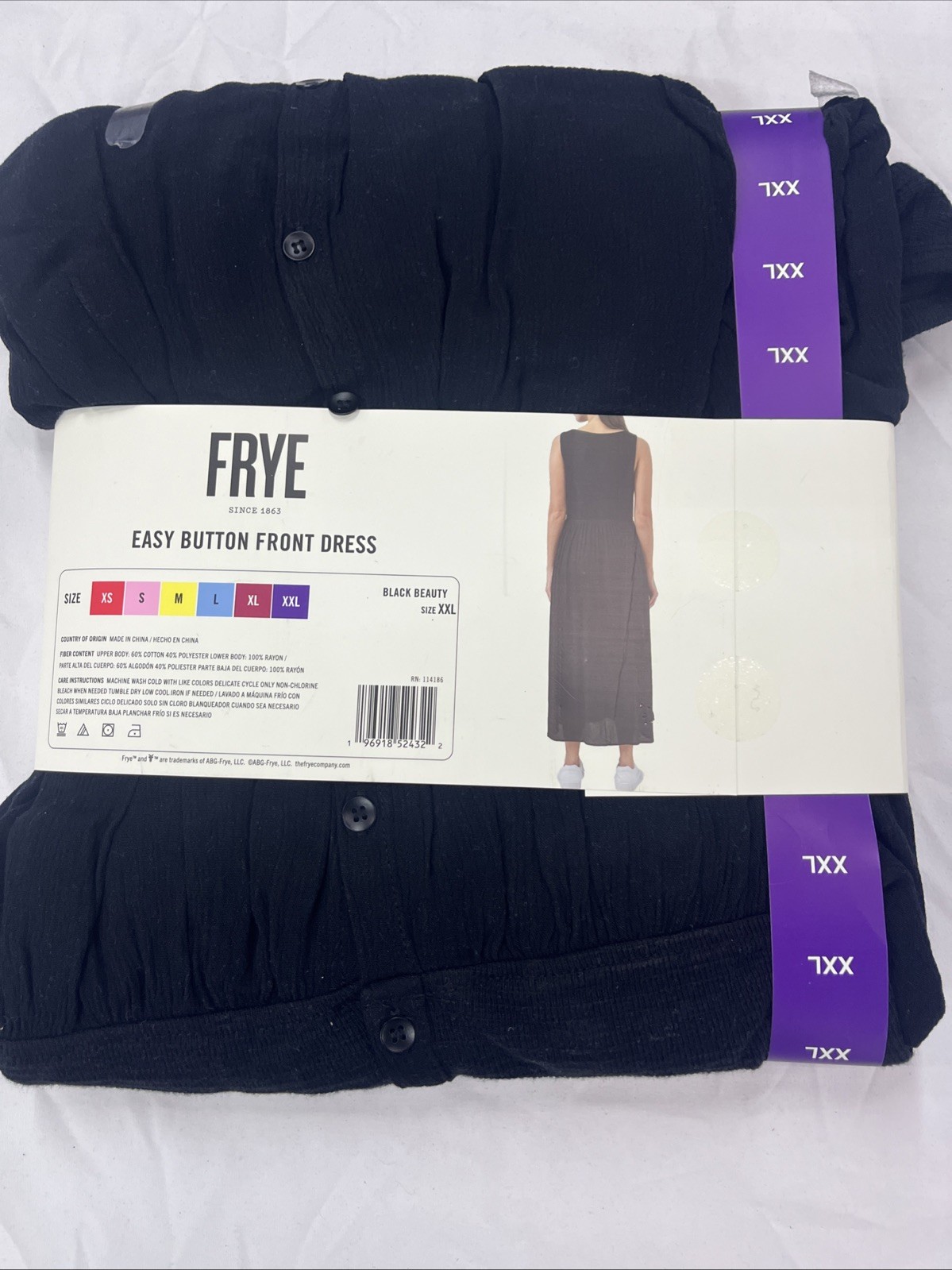 Frye Women’s Easy Button Front Side Pockets & Comfy Fit Dress Black Beauty XXL