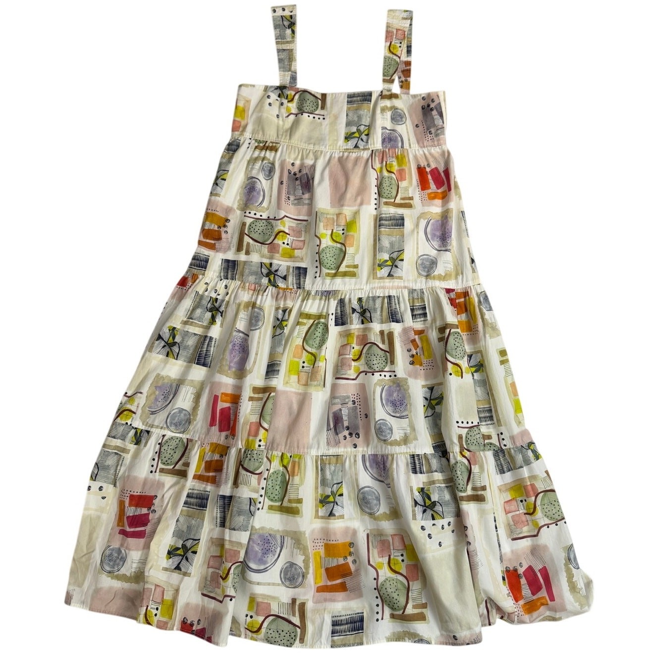 Hunter Bell Maxi Dress Poppy Cotton Square Neckline Tiered Body Large
