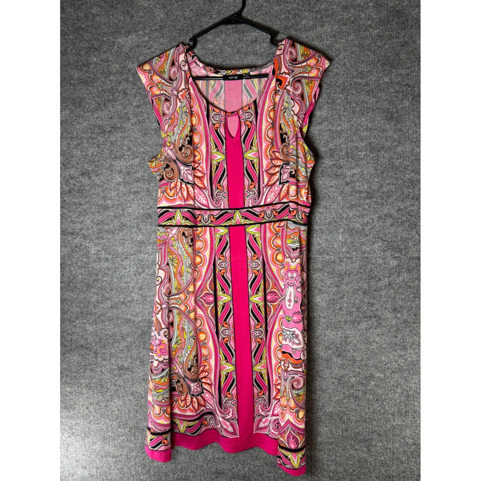 Apt 9 Womens PXL Pink Orange Paisley Keyhole Sleeveless Sheath Dress RN 73277