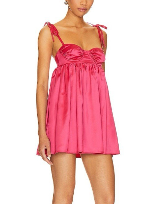 🌟LOVERS AND FRIENDS🌟 AMABELLA MINI SATIN CORSET BABYDOLL DRESS PINK SZ S