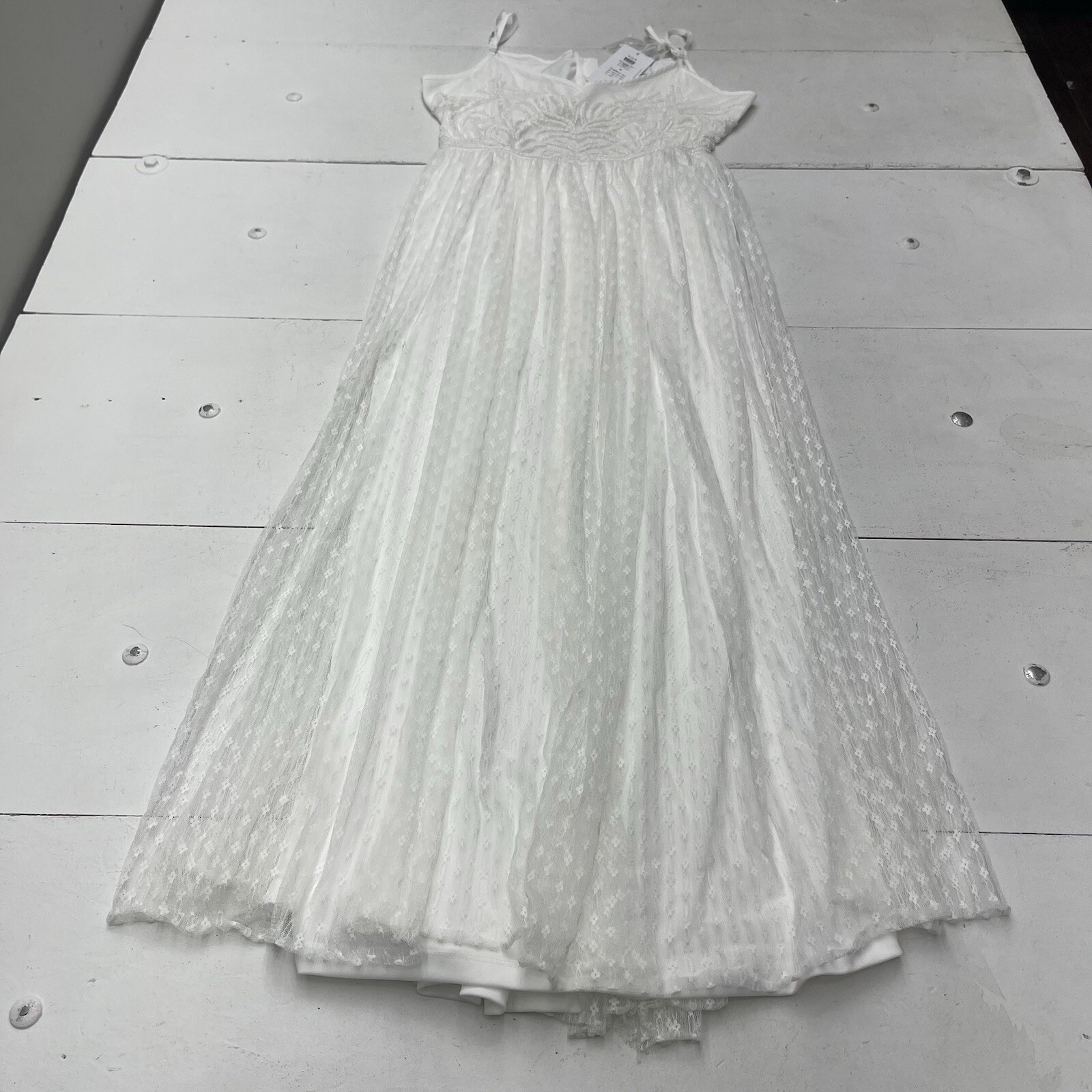 Vila White Vimila Pearl Ankle Lace Maxi Dress Women’s Size 42 US 14