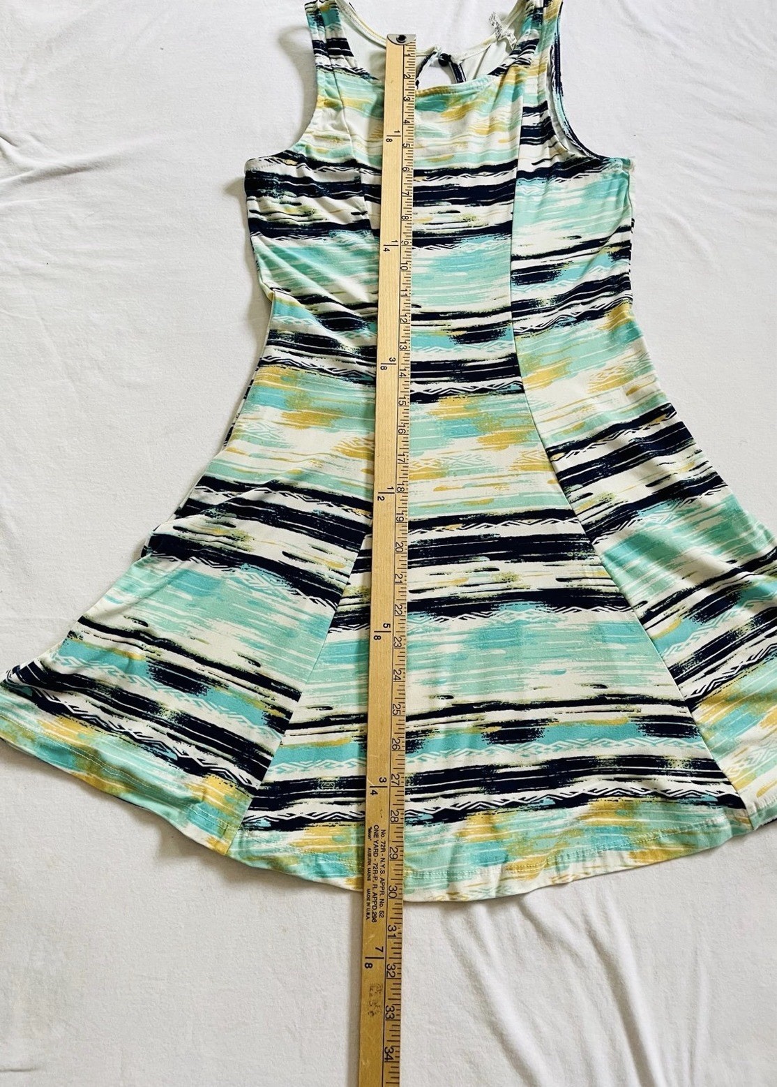 MUDD sleeveless fit and flare mini dress, Juniors Small/teal, Blue, Beige,white