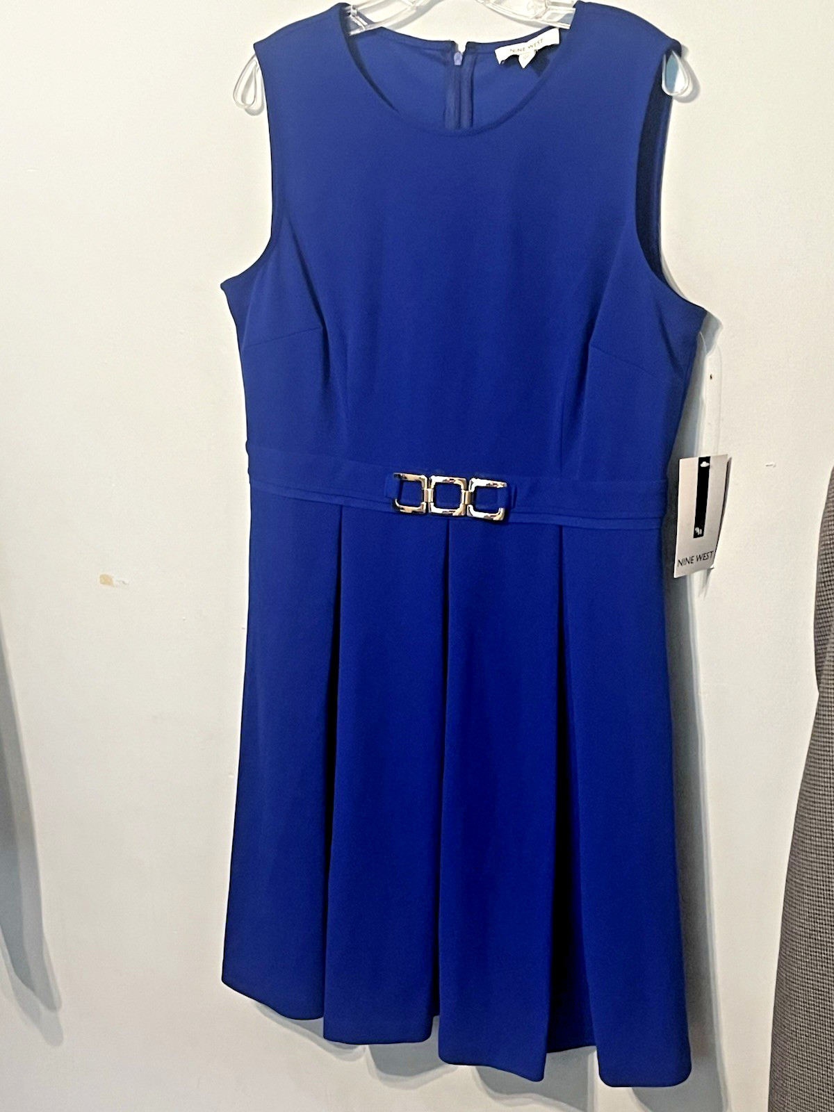 NWT Women’s Nine West Blue Sleeveless Dress W/ Buckle Back Zipper Sz 14