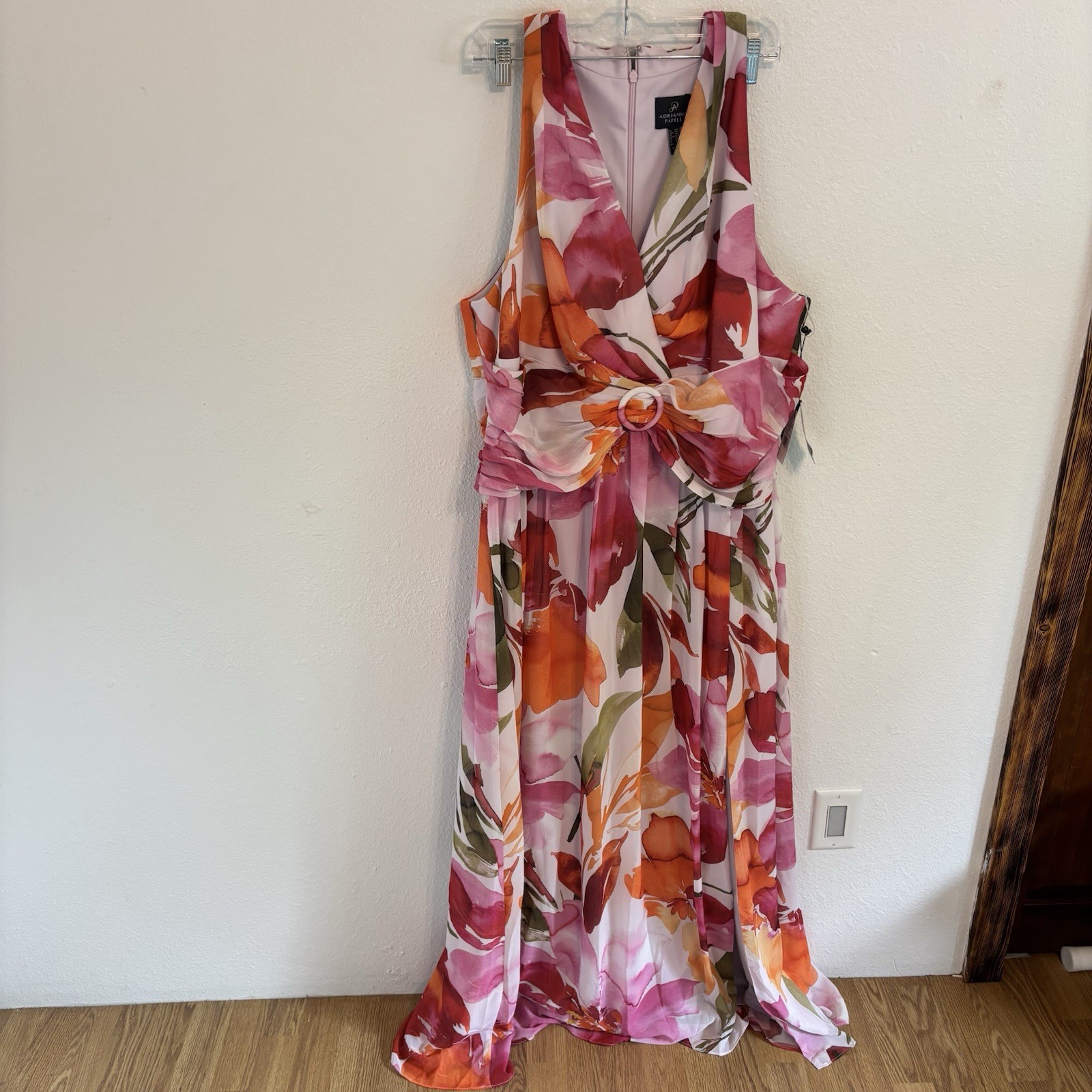 Adrianna Pappel maxi sleeveless dress 24W flowers vacation romantic cottage core