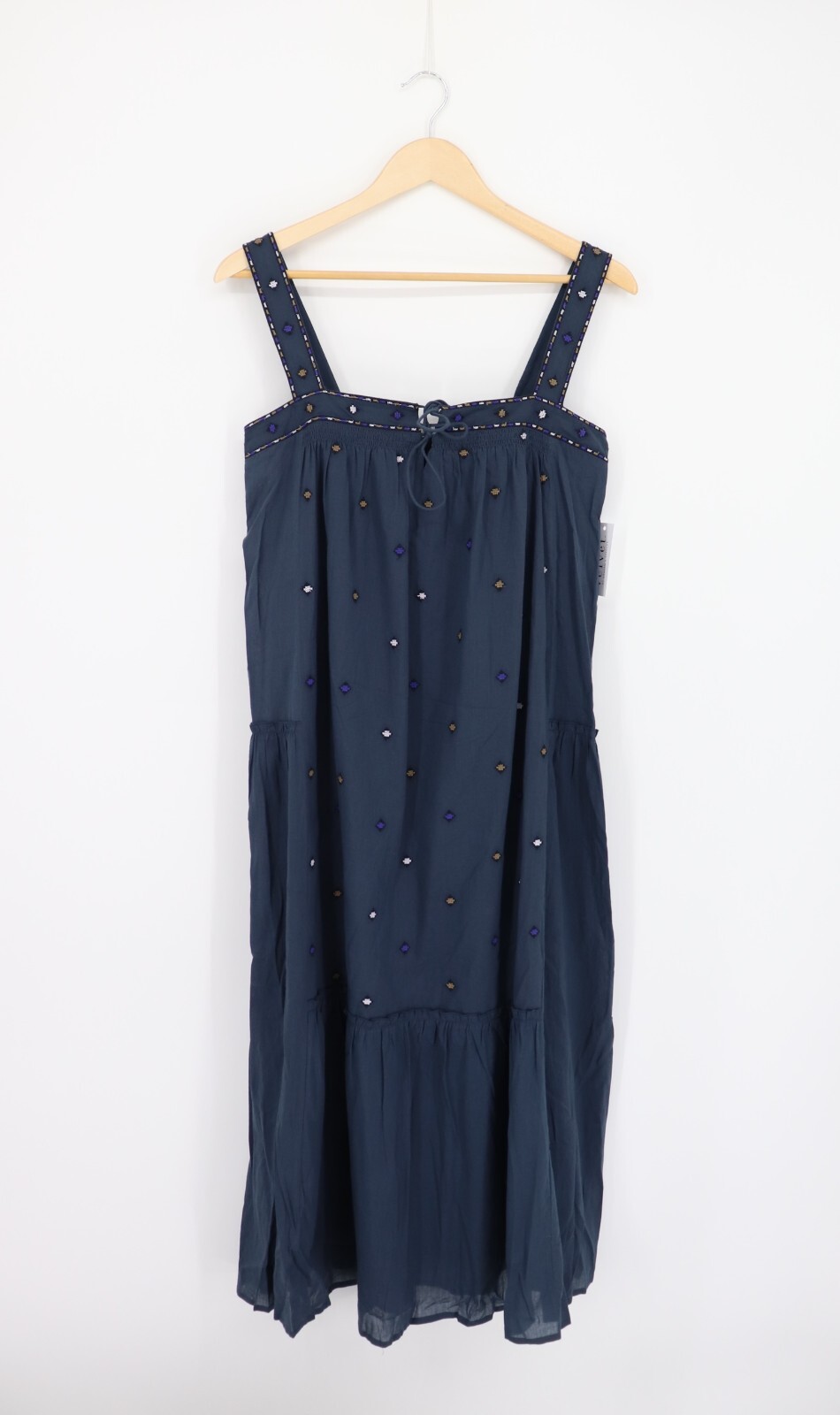 VELVET By Graham & Spencer Riley Embroidered Dress Navy S $239 H5