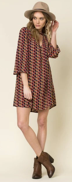 Women’s Miss Me SUN DANCE DRESS Small 2-4 Boho, Modern, Geometric, Tunic, Shift