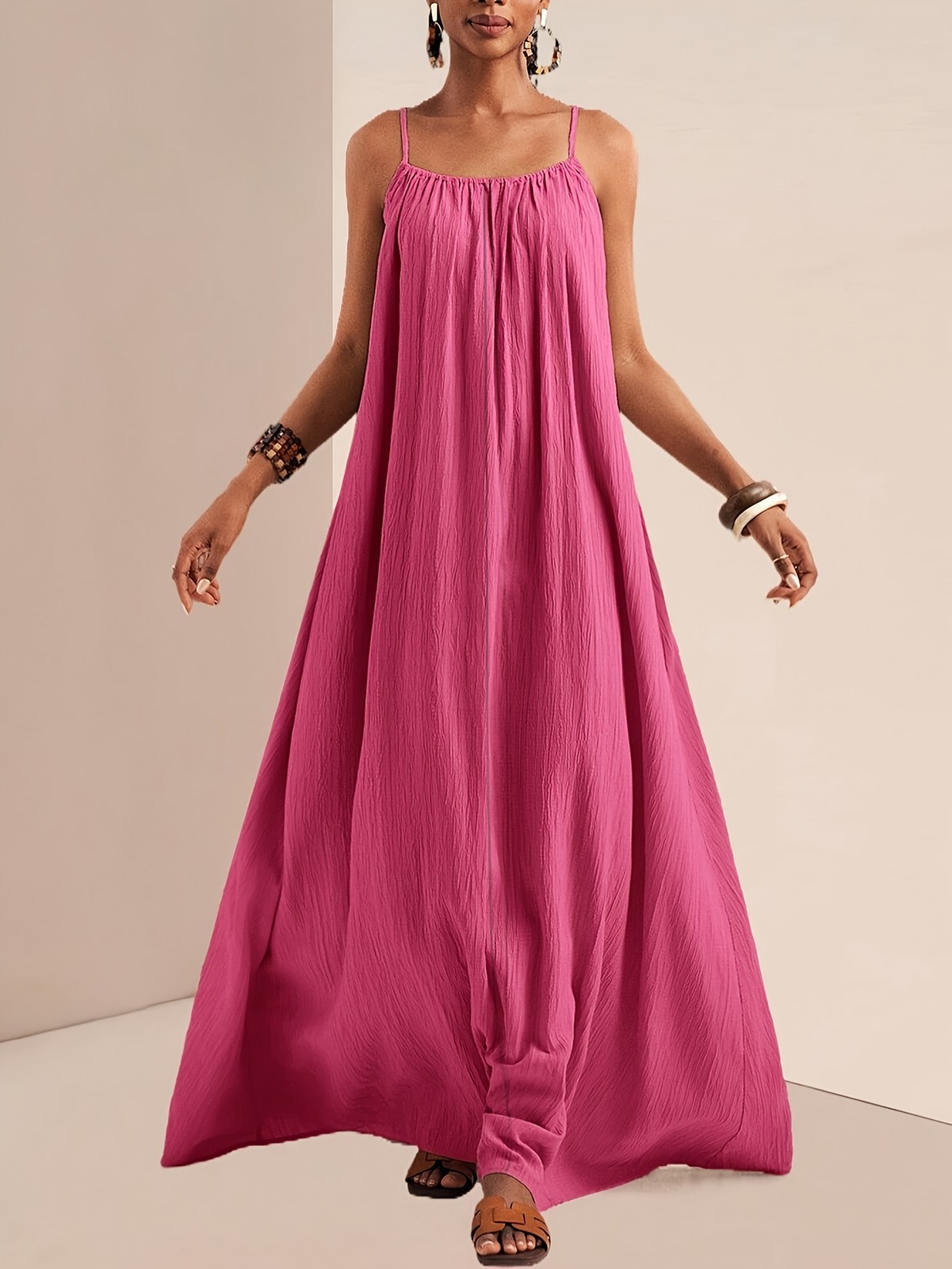 New Stylish And Elegant Solid-color Slip Maxi Dress