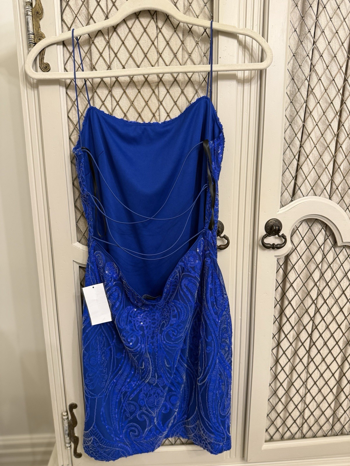 NEXT UP Electric Blue Sequin Mini Dress Jr Size 5/6 Party Prom Homecoming