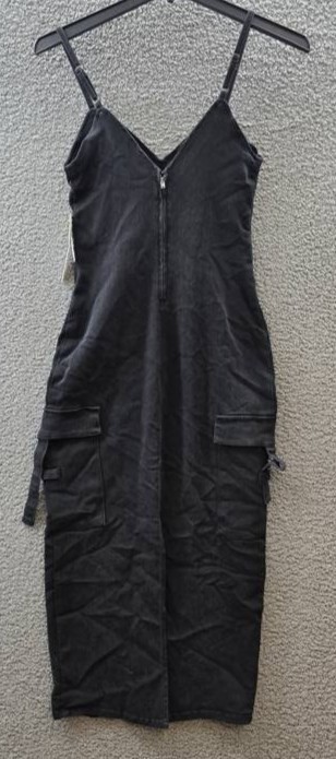Tinseltown Sleeveless Cargo Bodycon Dress Juniors M Washed Black Zip Closure