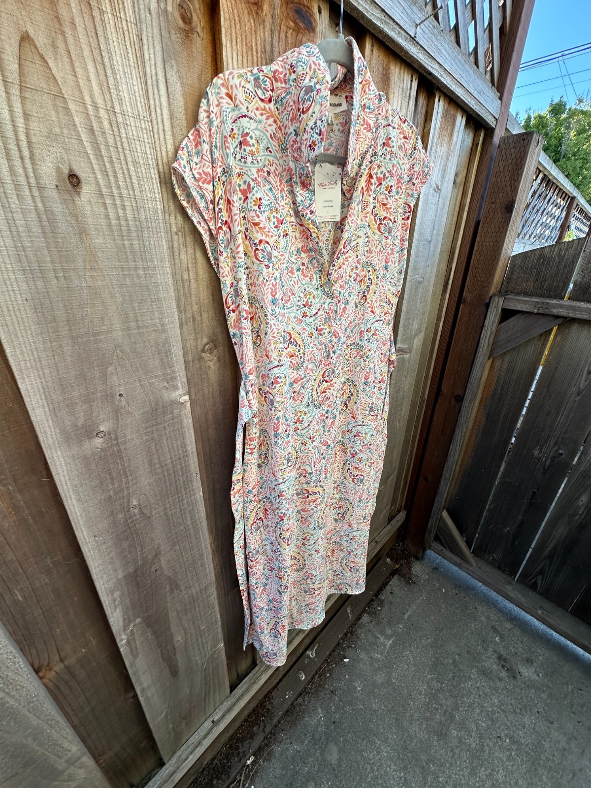 Lucky Brand large Blue pink/Cream Floral Dress STUNNING located NEW dal 45