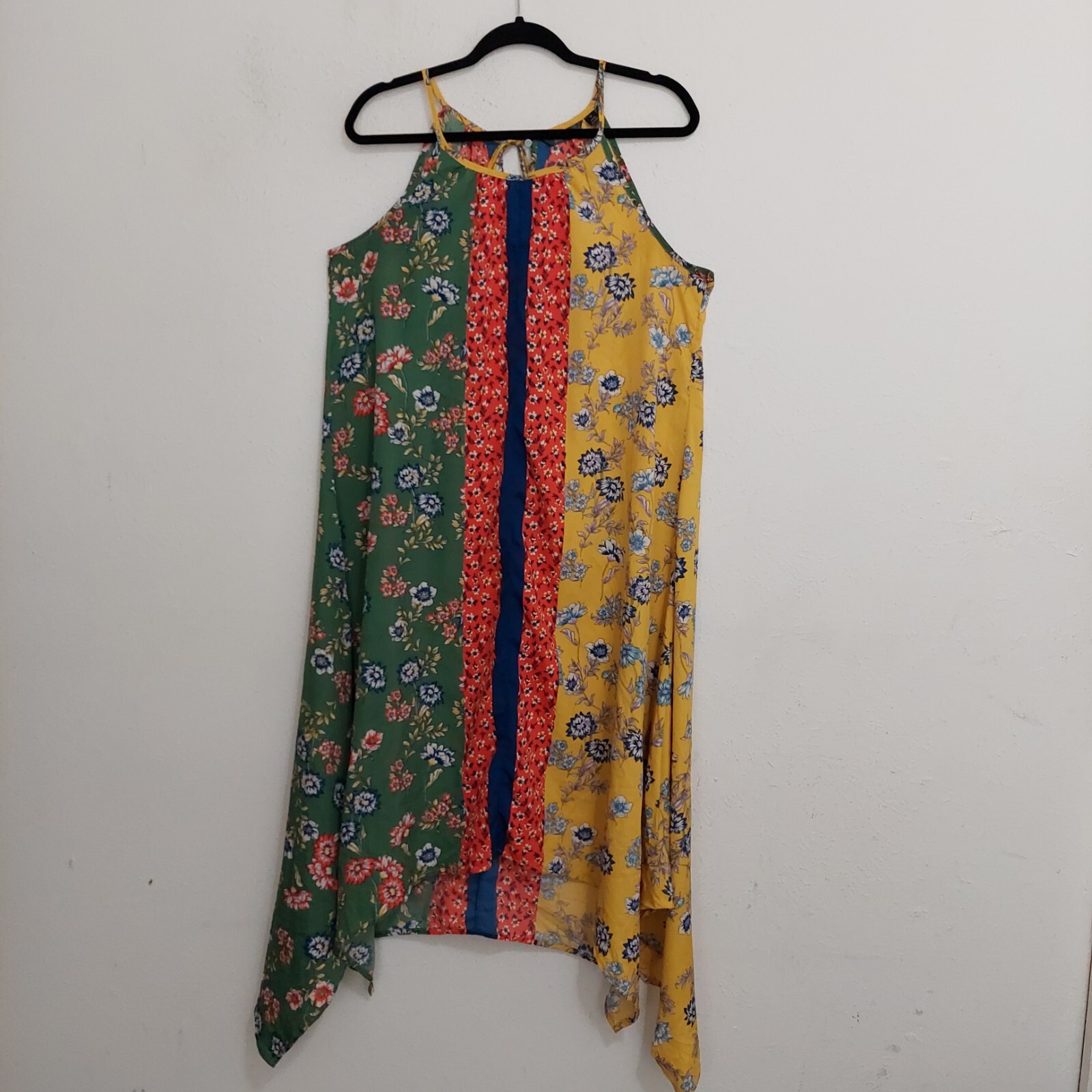 Mile Gabrielle VTG Sleeveless Shift Hankerchief Dress Multicolor Mixed Print M