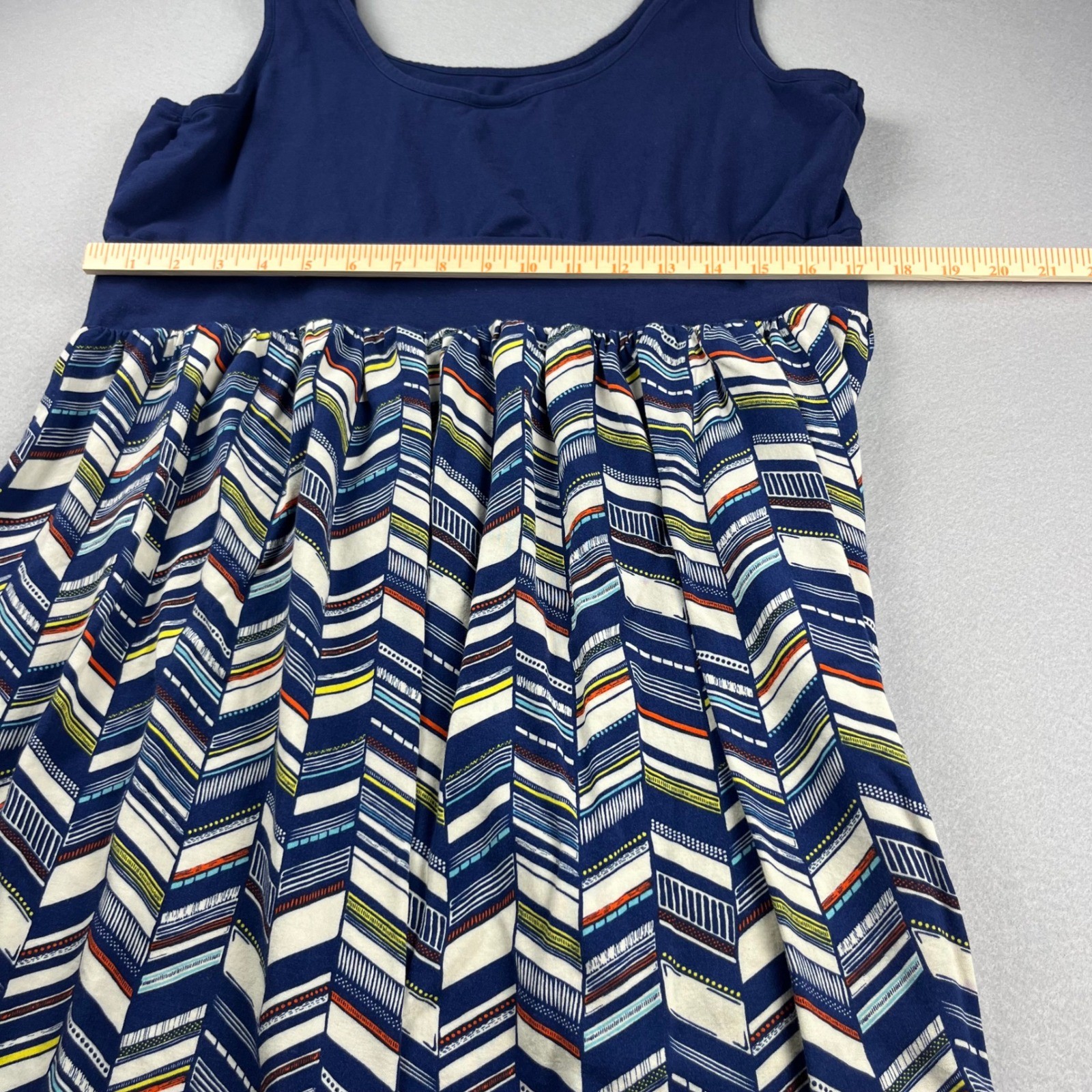 Torrid Navy Blue Multi-Color Chevron Empire Waist Sleeveless Knit Dress Size 2