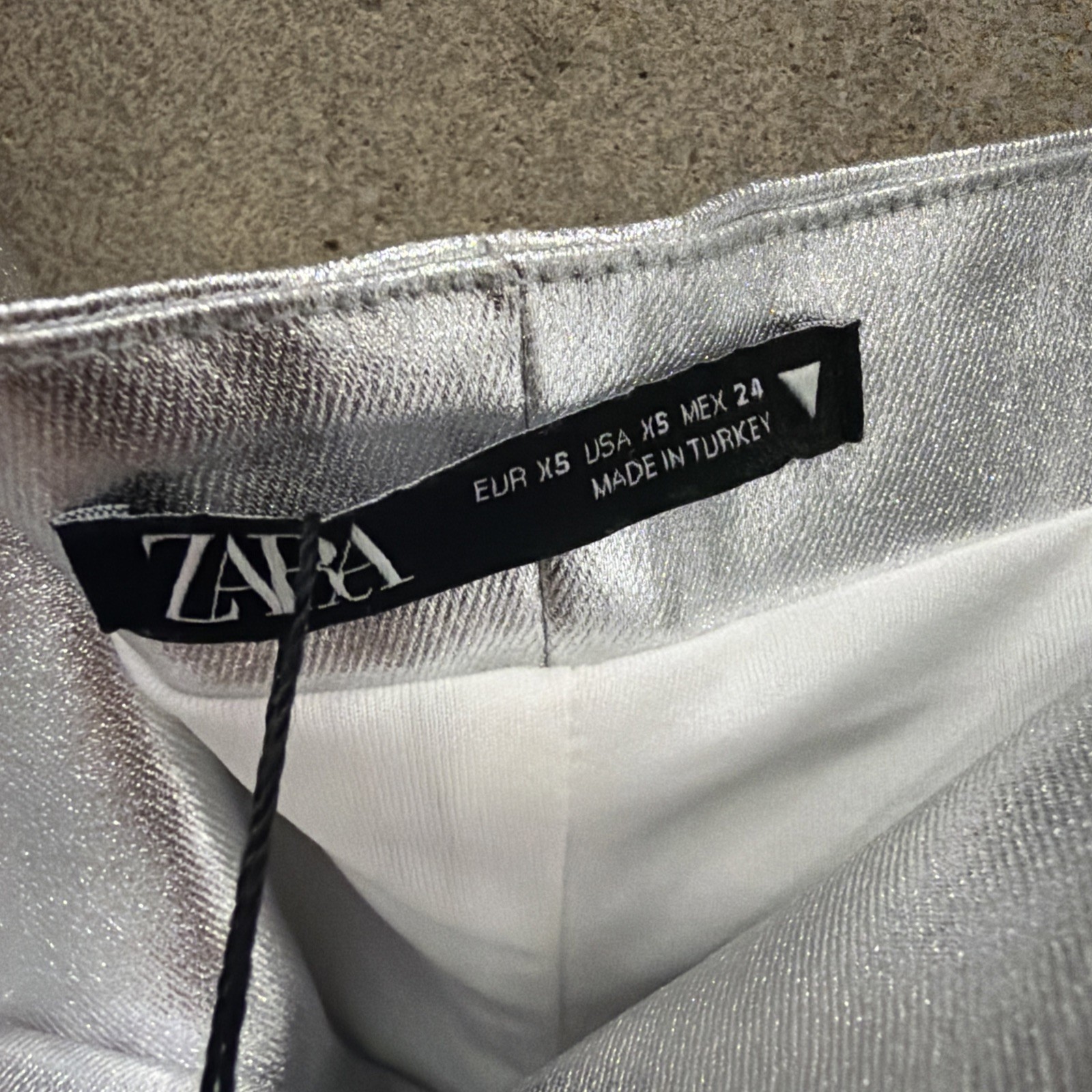 NWT! Zara Silver Fitted Strapless Bodice Long Semi Formal Party Dress Size XS