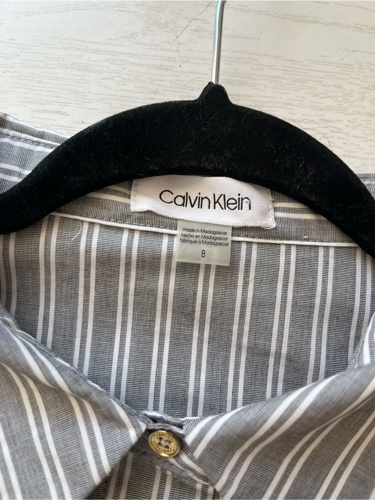 Calvin Klein Button Front Short Sleeve Bow Shirt Dress Size 8 NEW