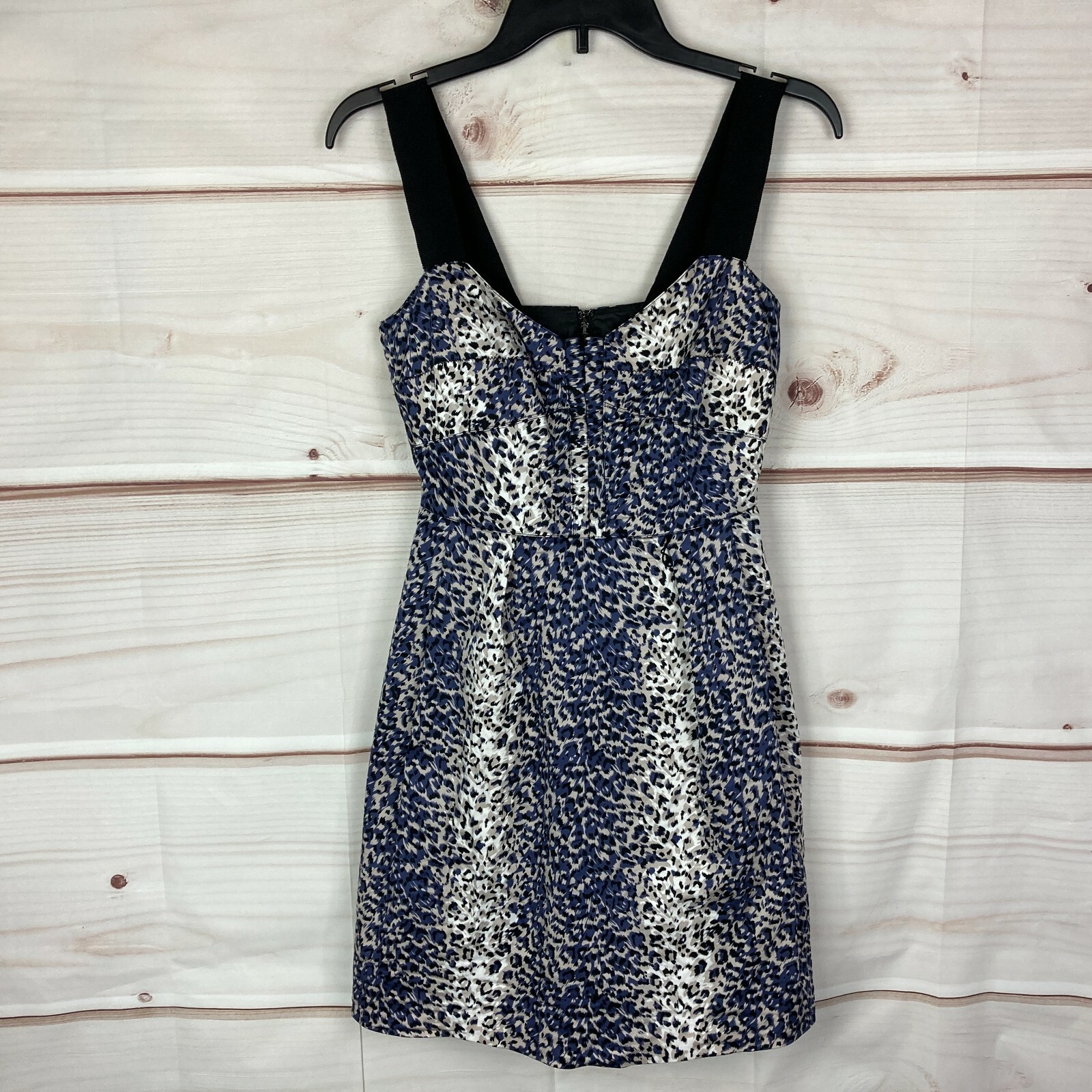 Guess Dress Womens 0 Leopard Print Ribbon Strap Fit & Flare Sleeveless Zipper