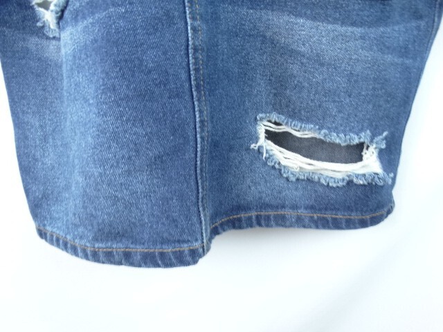 Blue Spice Juniors Overall Dress Size 3 Blue Denim Jean Distressed Jumper Dress