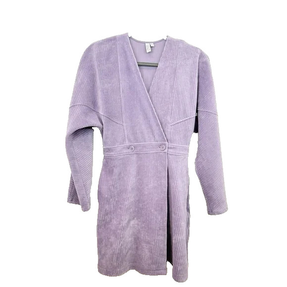 & Other Stories Lavender Corduroy Long Sleeve Wrap Mini Dress Size XS
