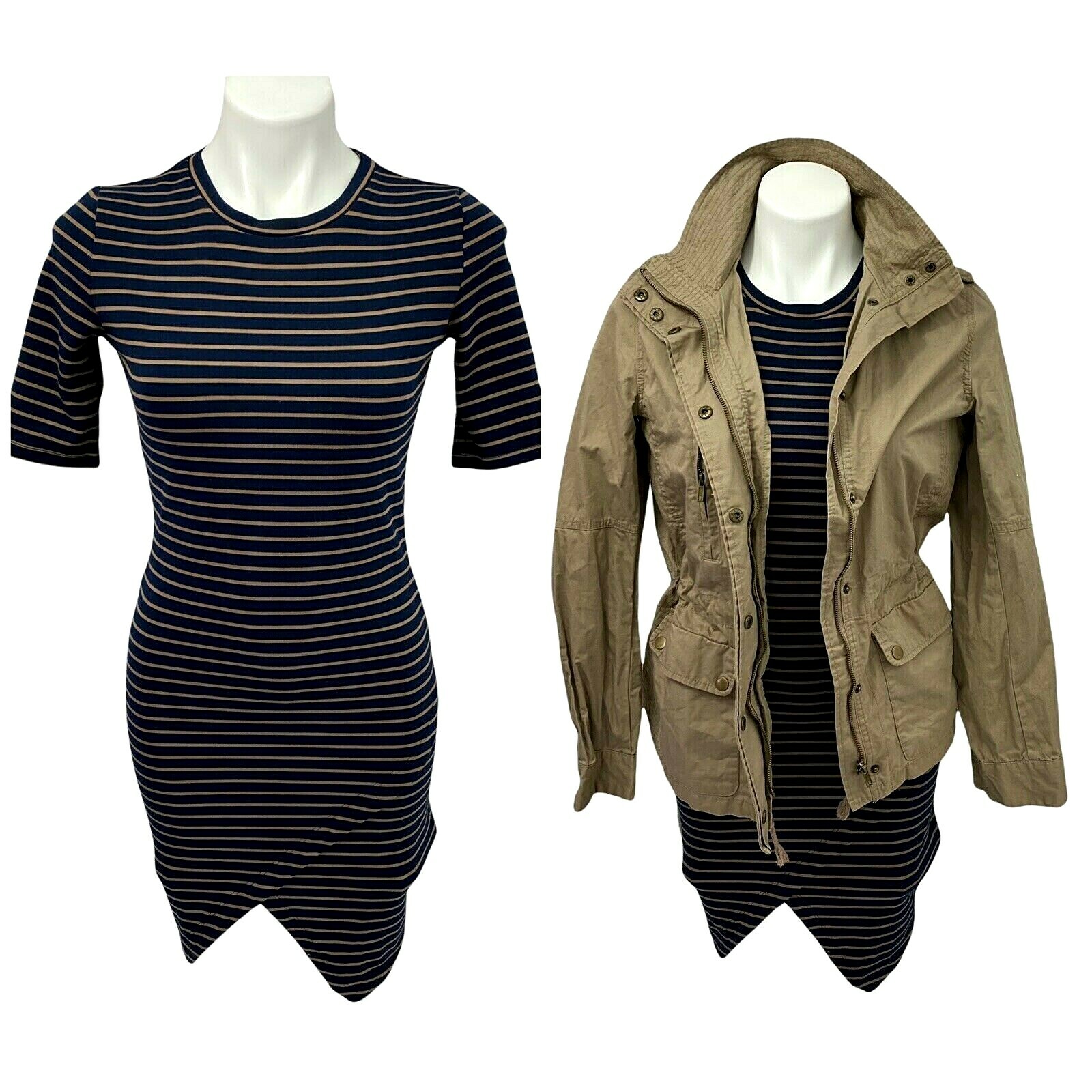 Love Tree Dress Womens Medium Lot Anorak Jacket Brown Blue Knit Pocket