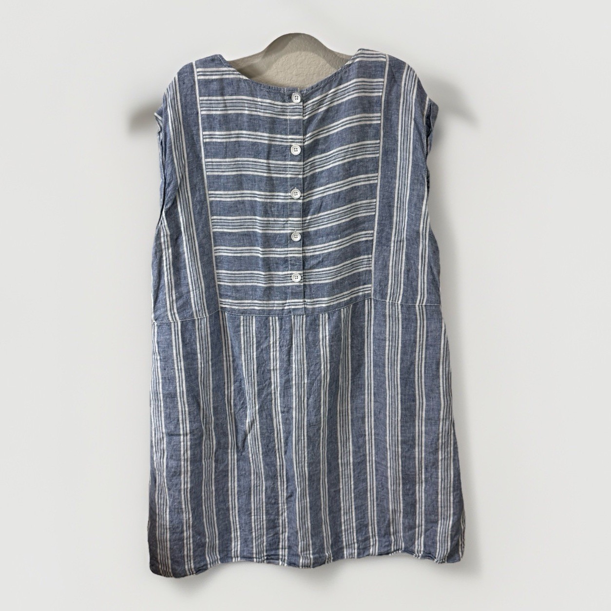 Caslon Womens Blue White Striped 100% Linen Drop Waist Dress Coastal Vacation 1X
