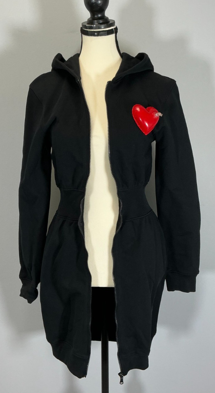 Moschino Inflatable Heart Women’s Size 4 Black Zip Up Hoodie Dress NWT