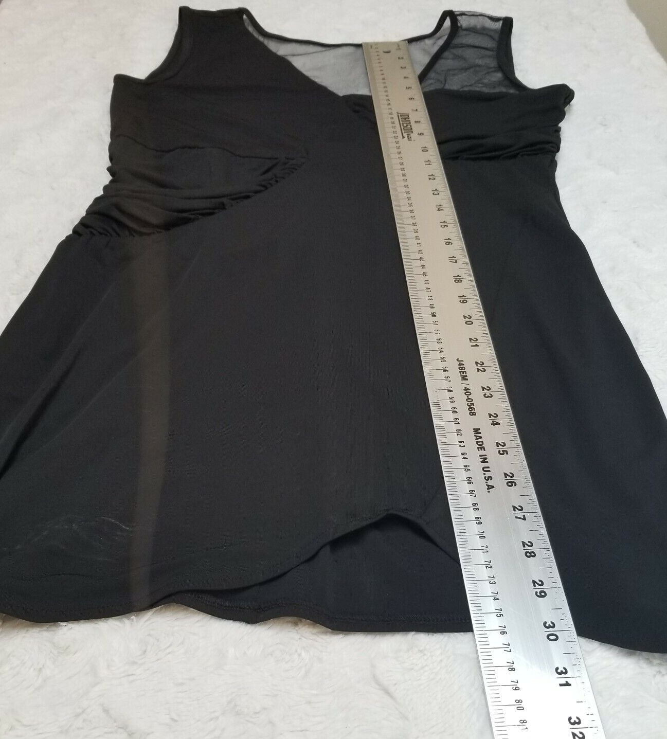 New Iron See-Through Ruffle Mini Party Dress Large Black Sleeveless Stretch